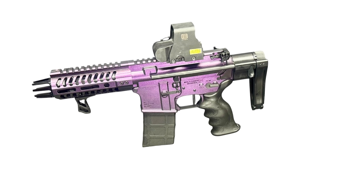 Myrl’s Micro 5" 5.56 NATO Mardi Gras Zombie AR15 MCS Pistol – EXPS2-0 Sight | Tailhook Brace | Rave 140 Trigger 5 Myrl’s Micro 5" 5.56 NATO Mardi Gras Zombie AR15 MCS Pistol – EXPS2-0 Sight | Tailhook Brace | Rave 140 Trigger - Image 6