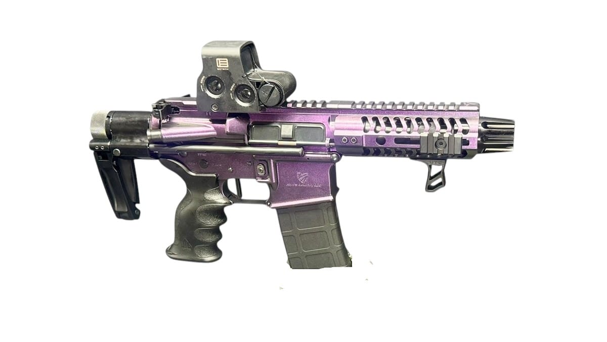 Myrl’s Micro 5" 5.56 NATO Mardi Gras Zombie AR15 MCS Pistol – EXPS2-0 Sight | Tailhook Brace | Rave 140 Trigger