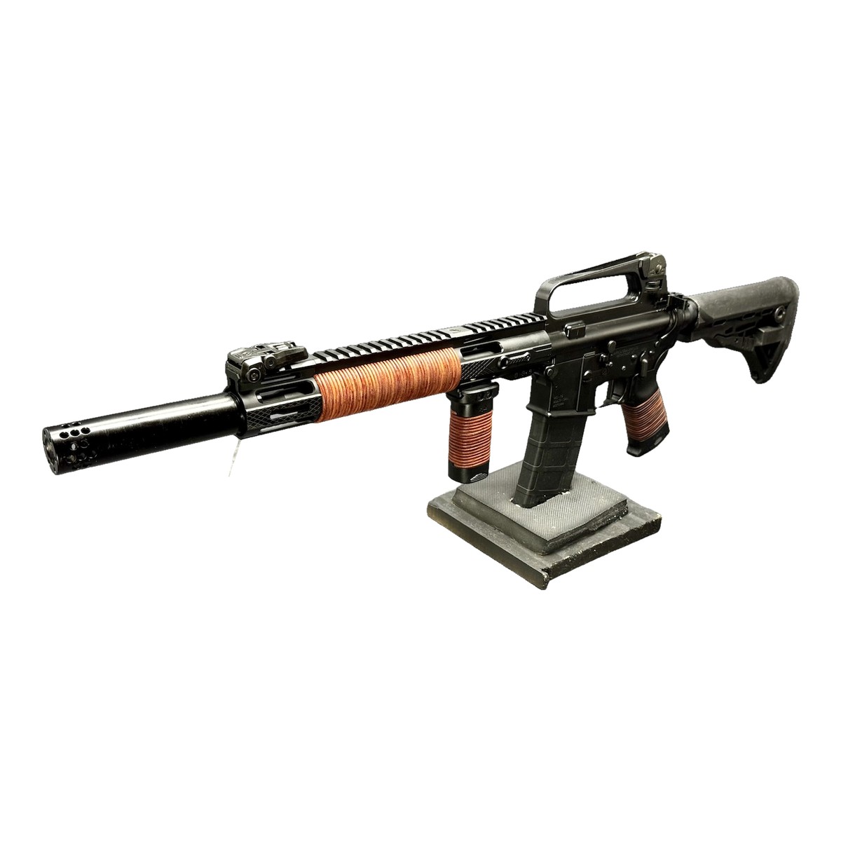 Leather-Wrapped 16″ AR-15 Rifle – 5.56 NATO 2 Leather-Wrapped 16″ AR-15 Rifle – 5.56 NATO, view 2